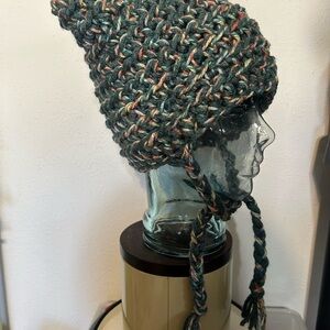 Handmade Multicolor Knit Beanie with Ear Flaps